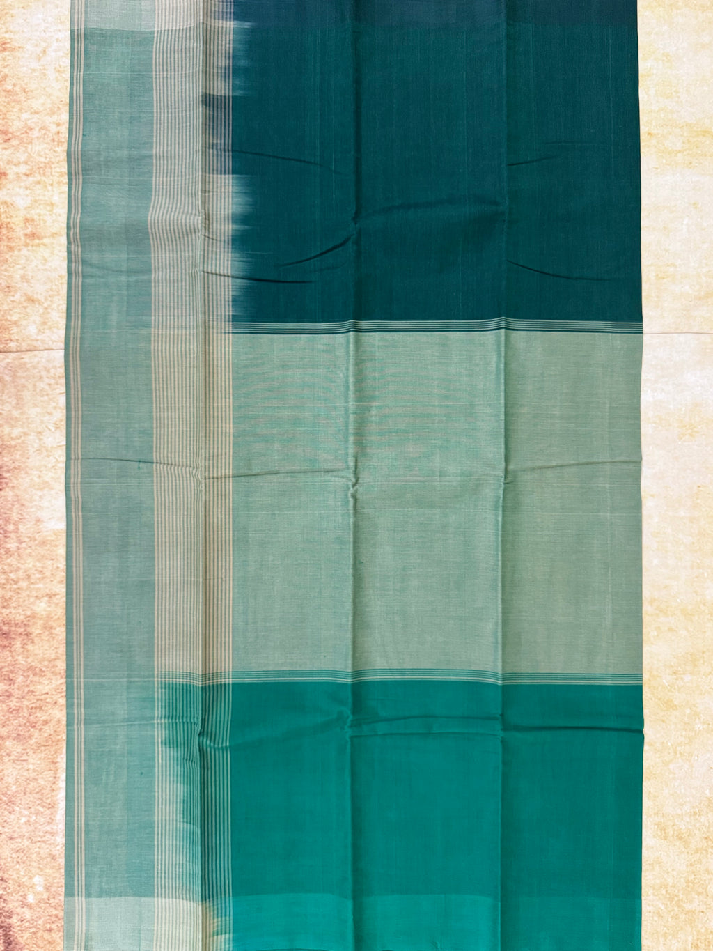 முப்பாகம் | Traditional Handloom Chettinad Cotton Saree | Three-Colour Division