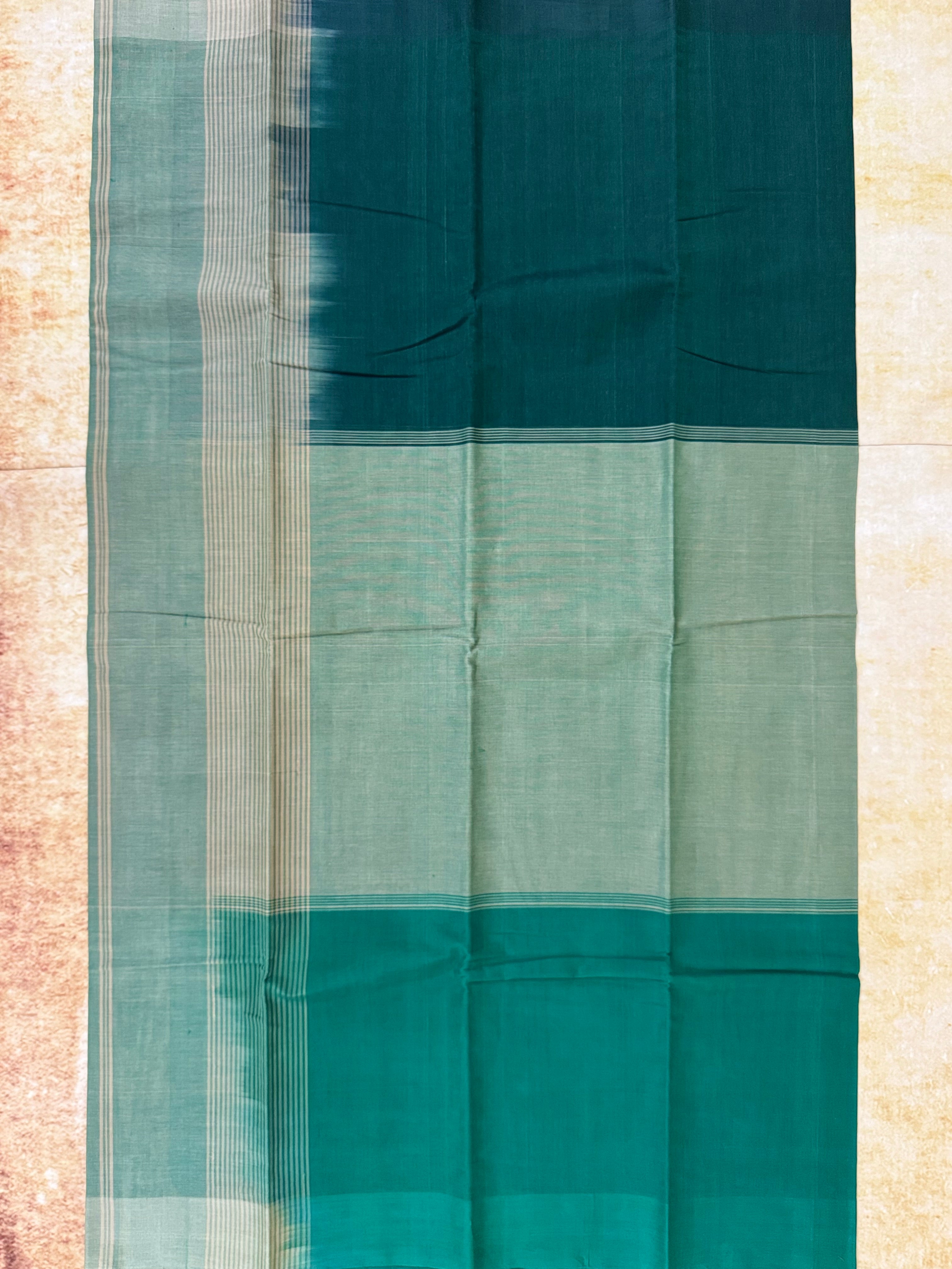 முப்பாகம் | Traditional Handloom Chettinad Cotton Saree | Three-Colour Division