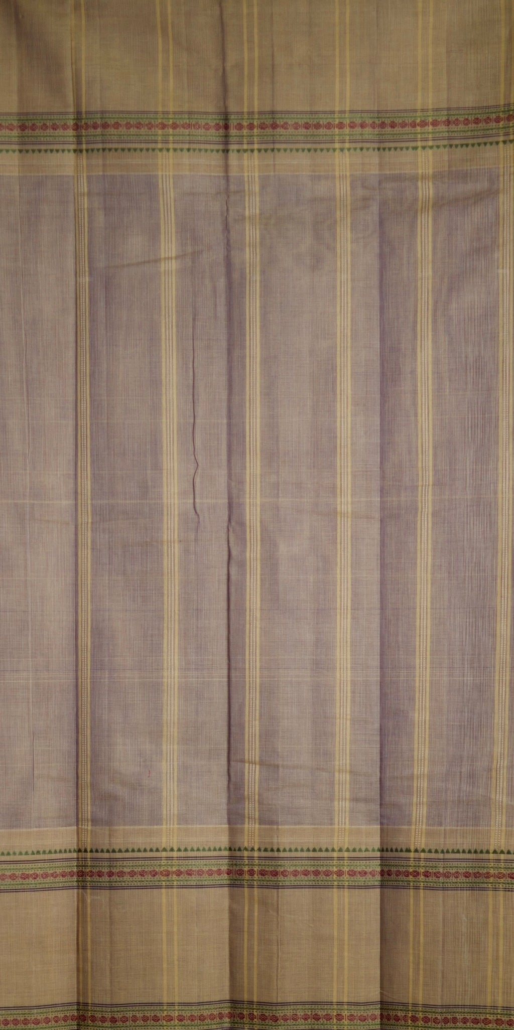 Pure Handloom Chettinad Cotton Saree | Grape Body | Rettaipet Border with Thread Work | Striped Pallu