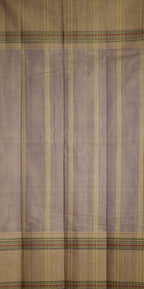 Pure Handloom Chettinad Cotton Saree | Grape Body | Rettaipet Border with Thread Work | Striped Pallu