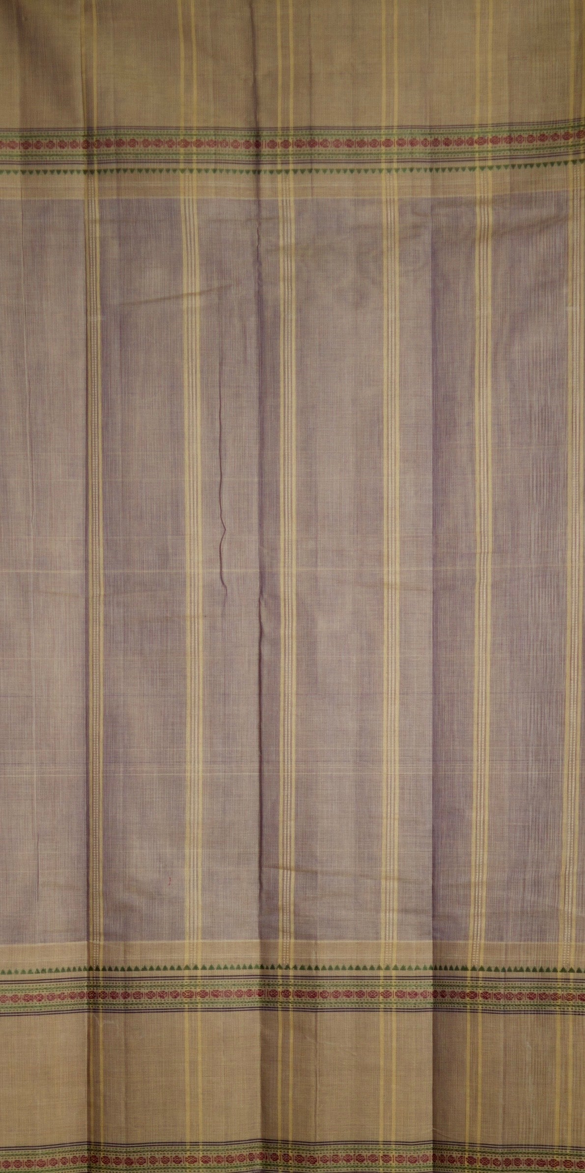 Pure Handloom Chettinad Cotton Saree | Grape Body | Rettaipet Border with Thread Work | Striped Pallu