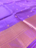 Luxury Silk Blend Kanchipuram Pattu | Lavender | Gatti Copper Border | Small Butta Body