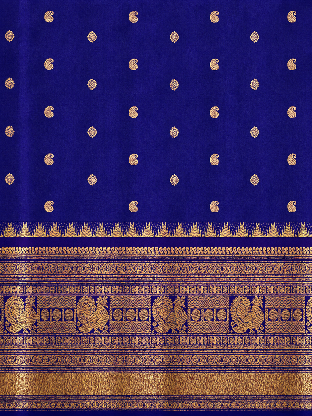 Kanchi Varisaipet Long Border Majesty- Deep Navy Blue