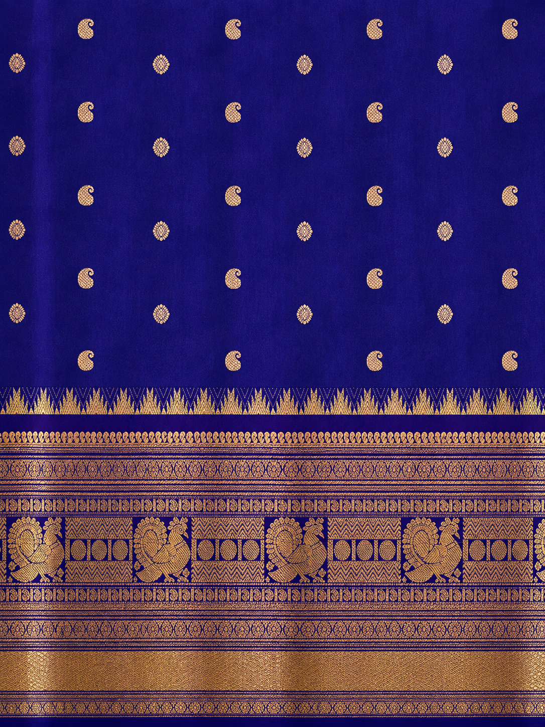 Kanchi Varisaipet Long Border Majesty- Deep Navy Blue