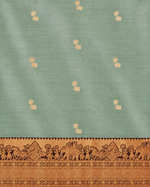 Kalyana Urvalam – Pure Silk Saree – Pallaku Motifs- Mint Green