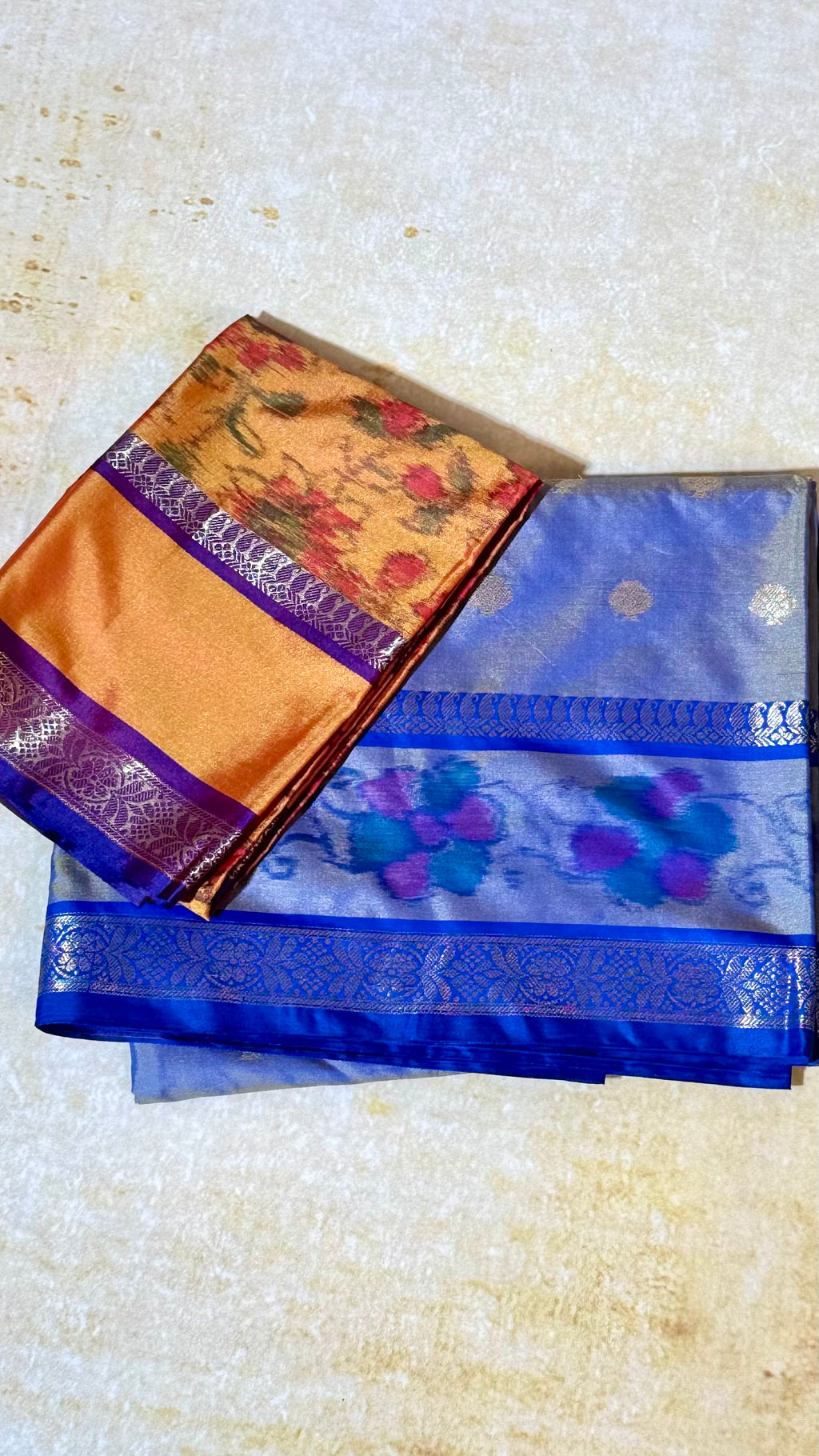 Vintage Silk Saree - Royal Blue