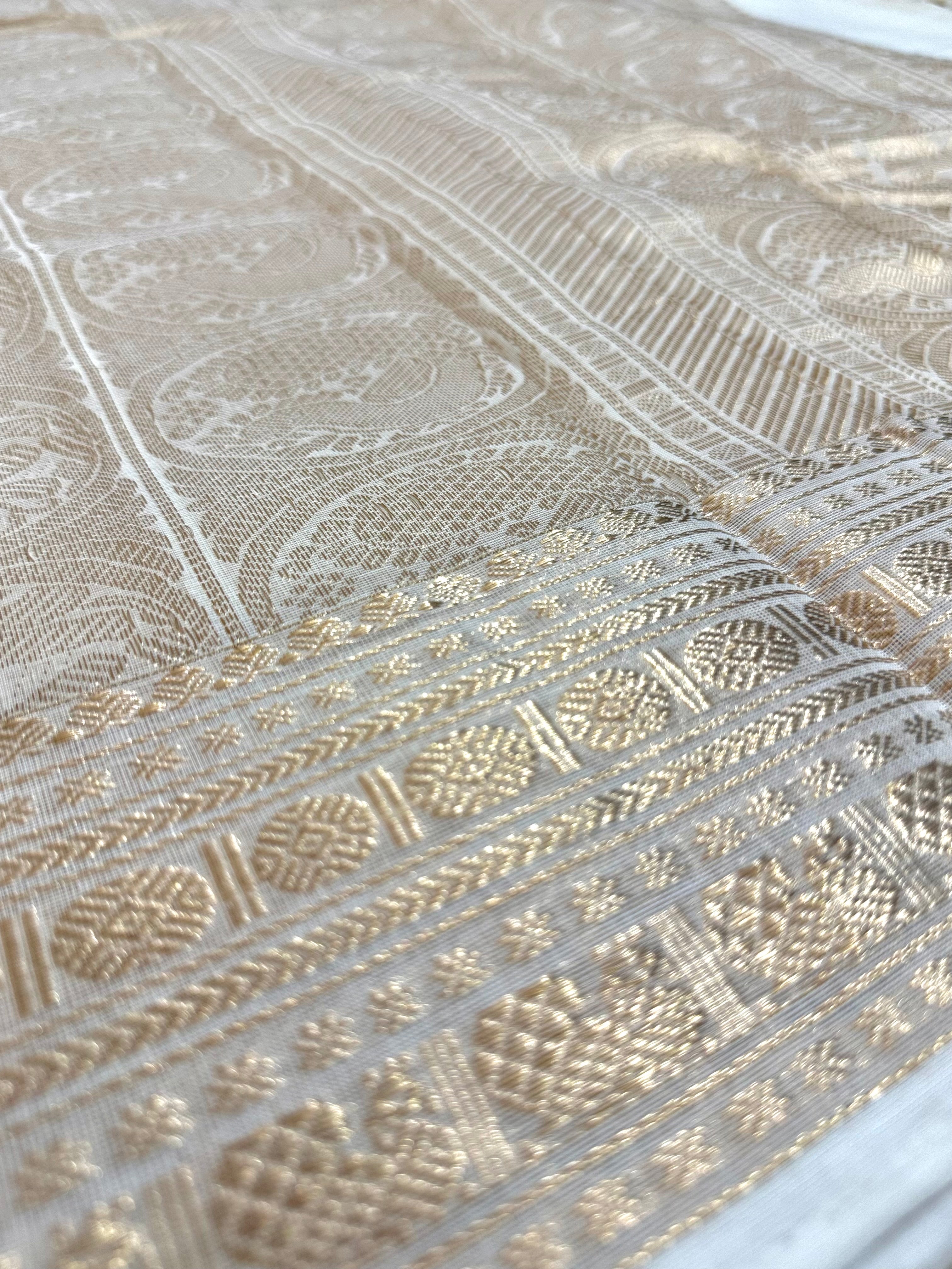 Pure Chettinad Handloom Cotton Saree – White