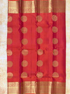 Luxury Silk Blend Kanchipuram Pattu | Orange | Flower Butta Body | Grand Border & Pallu