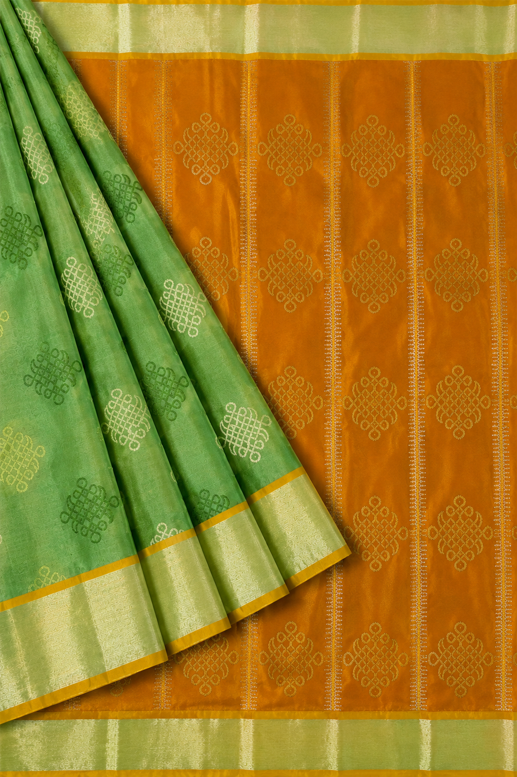 Soft Silk Saree with Vintage Kolam Motifs