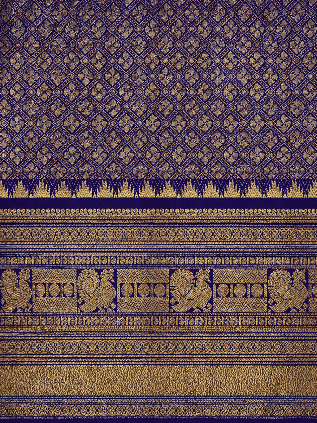 Kanchi Varisaipet Long Border Majesty- Deep Navy Blue