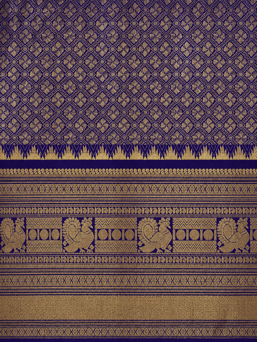 Kanchi Varisaipet Long Border Majesty- Deep Navy Blue