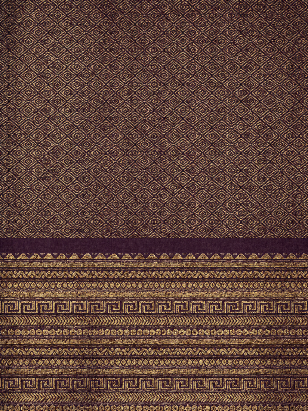 Kanchi Varisaipet Vasthram- Pure Silk Saree- Deep Plum Brown