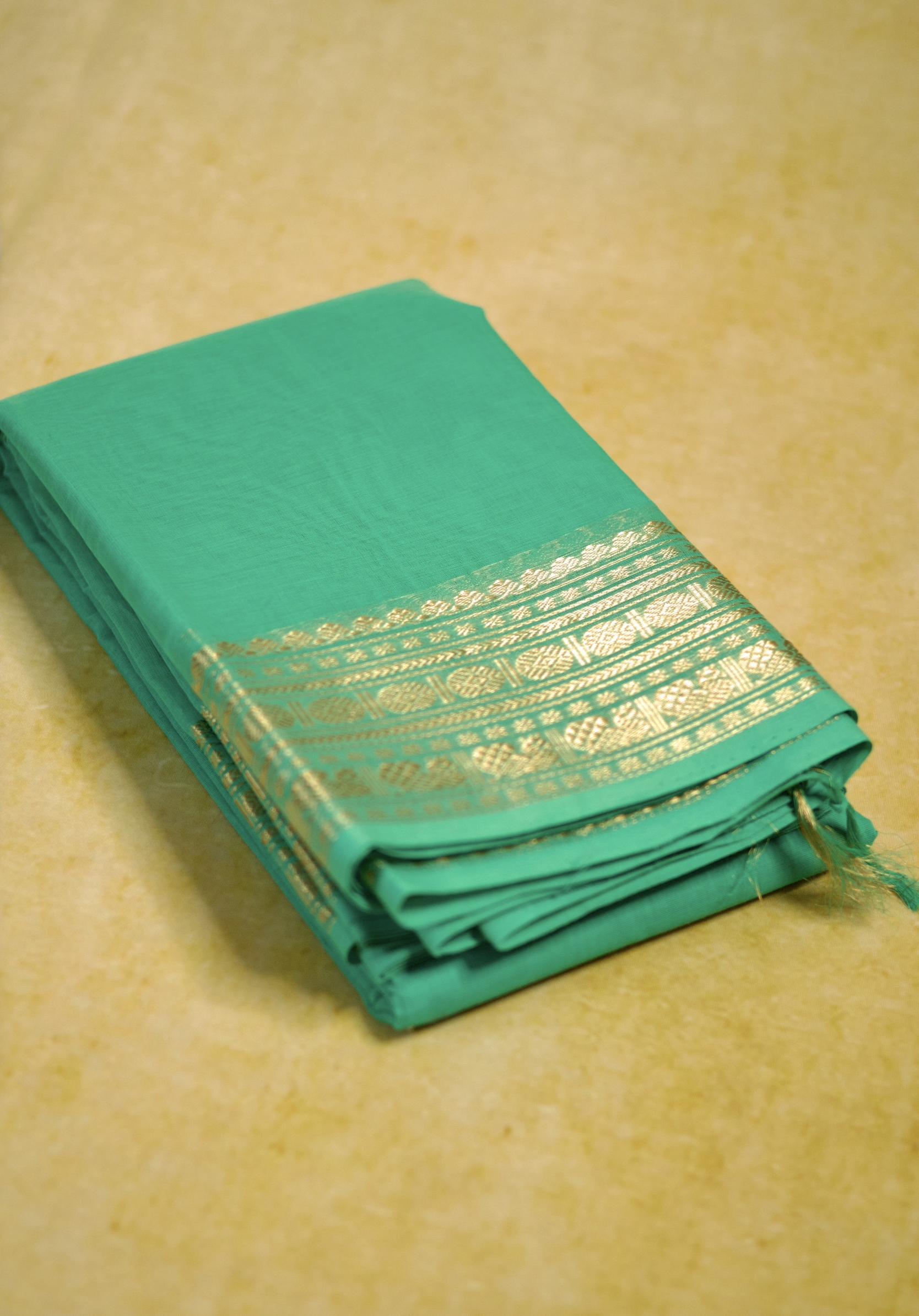 Pure Chettinad Handloom Cotton Saree – Turquoise