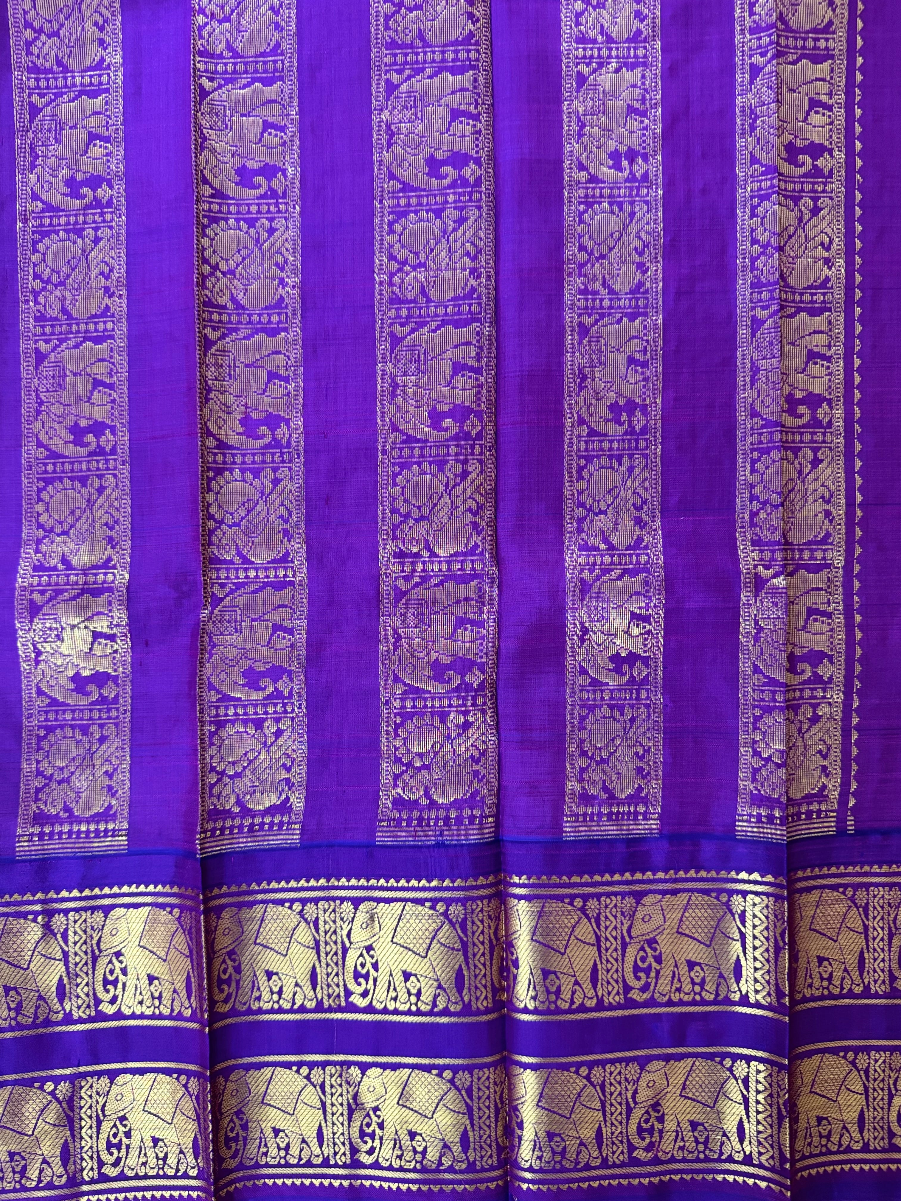 Pure Handloom Thirubhuvanam Silk Saree | Rettaipet Elephant Border | Grand வரிசைபேட் Pallu