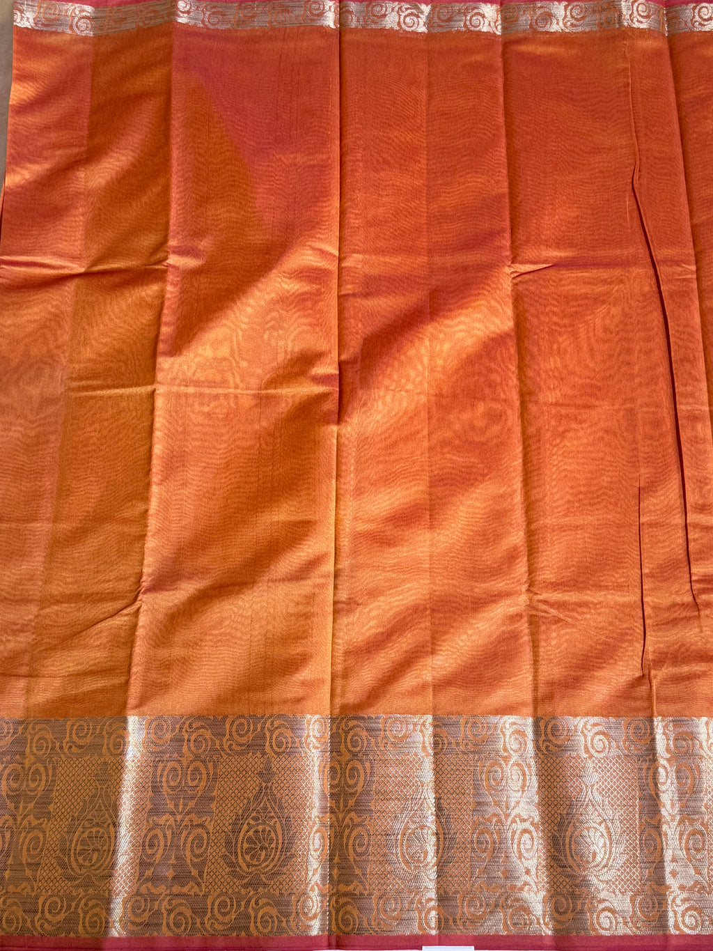 Tussar Silk Saree - Rust Orange