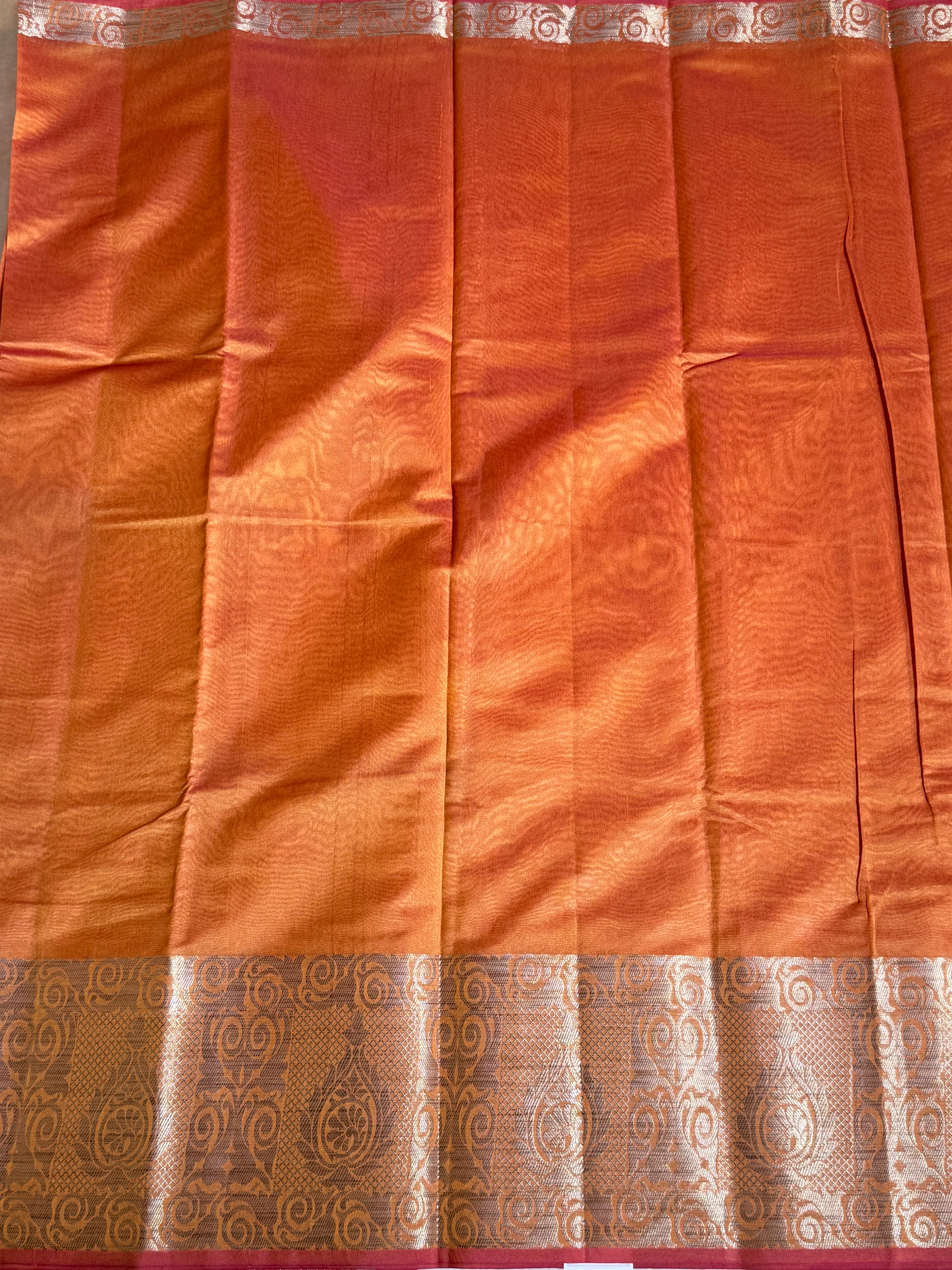 Tussar Silk Saree - Rust Orange