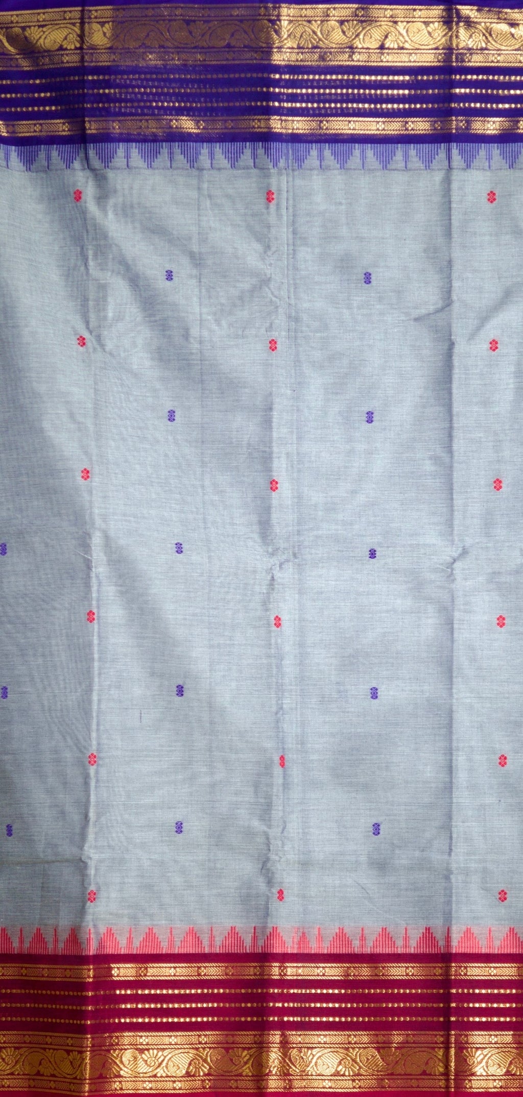 Chettinad Handloom Pure Cotton Saree with Ganga Jamuna Border