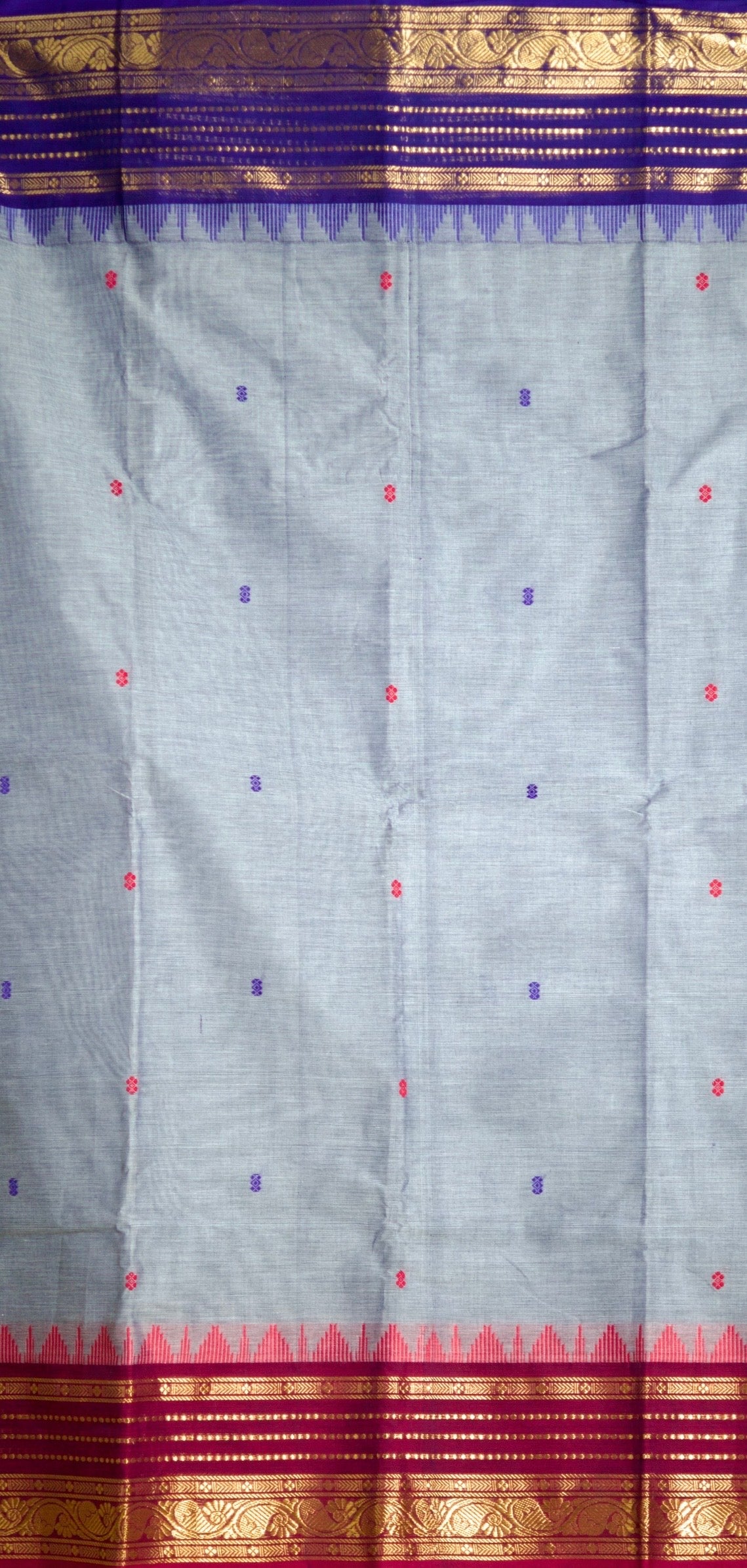 Chettinad Handloom Pure Cotton Saree with Ganga Jamuna Border
