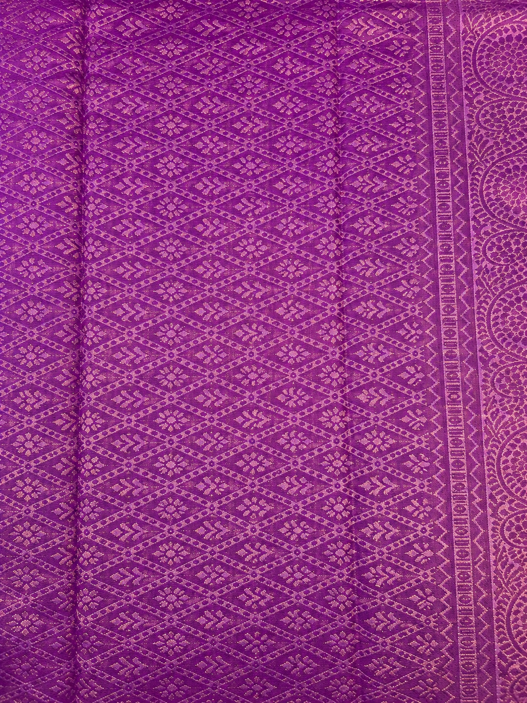 Luxury Silk Blend Kanchipuram Pattu |Grey Striped Body | Lavender Zari Border