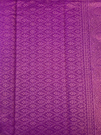 Luxury Silk Blend Kanchipuram Pattu |Grey Striped Body | Lavender Zari Border