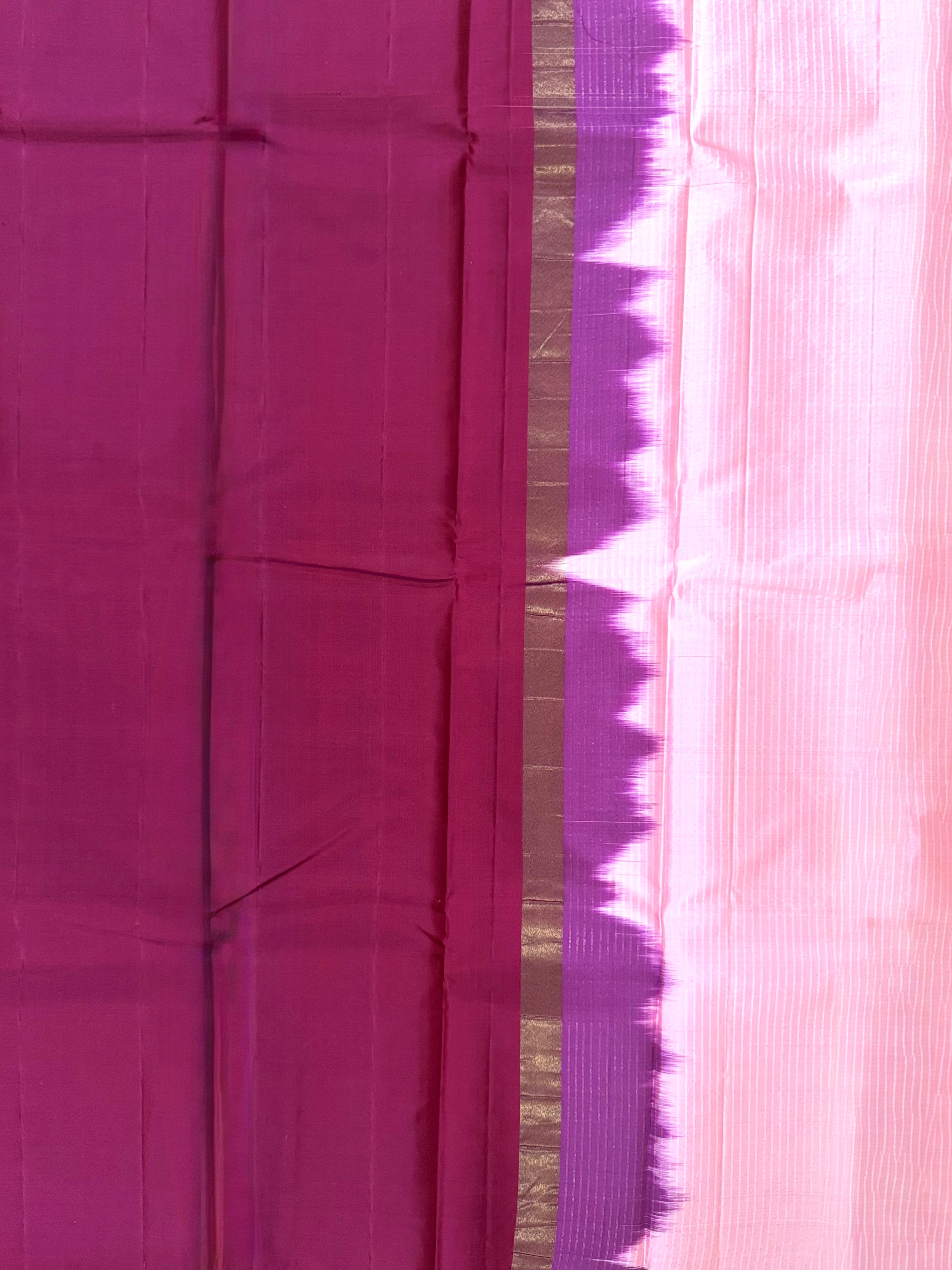 Pure Soft Silk Saree- Maroon with Baby Pink