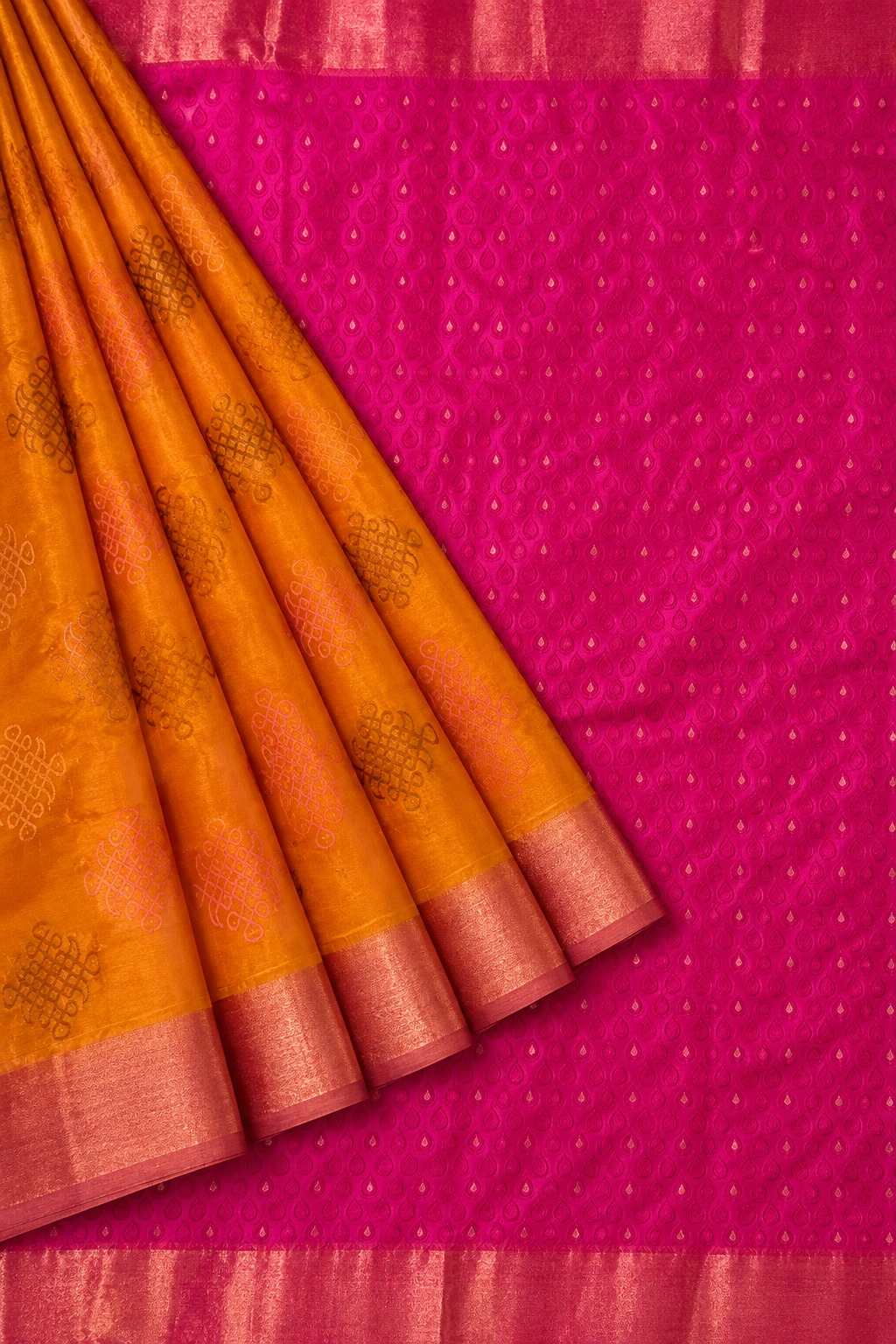 Soft Silk Saree with Vintage Kolam Motifs