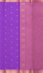 Luxury Silk Blend Kanchipuram Pattu | Lavender | Gatti Copper Border | Small Butta Body