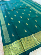 Pure Handloom Thirubhuvanam Silk Saree | பாலும் பழமும் | Green Pallu