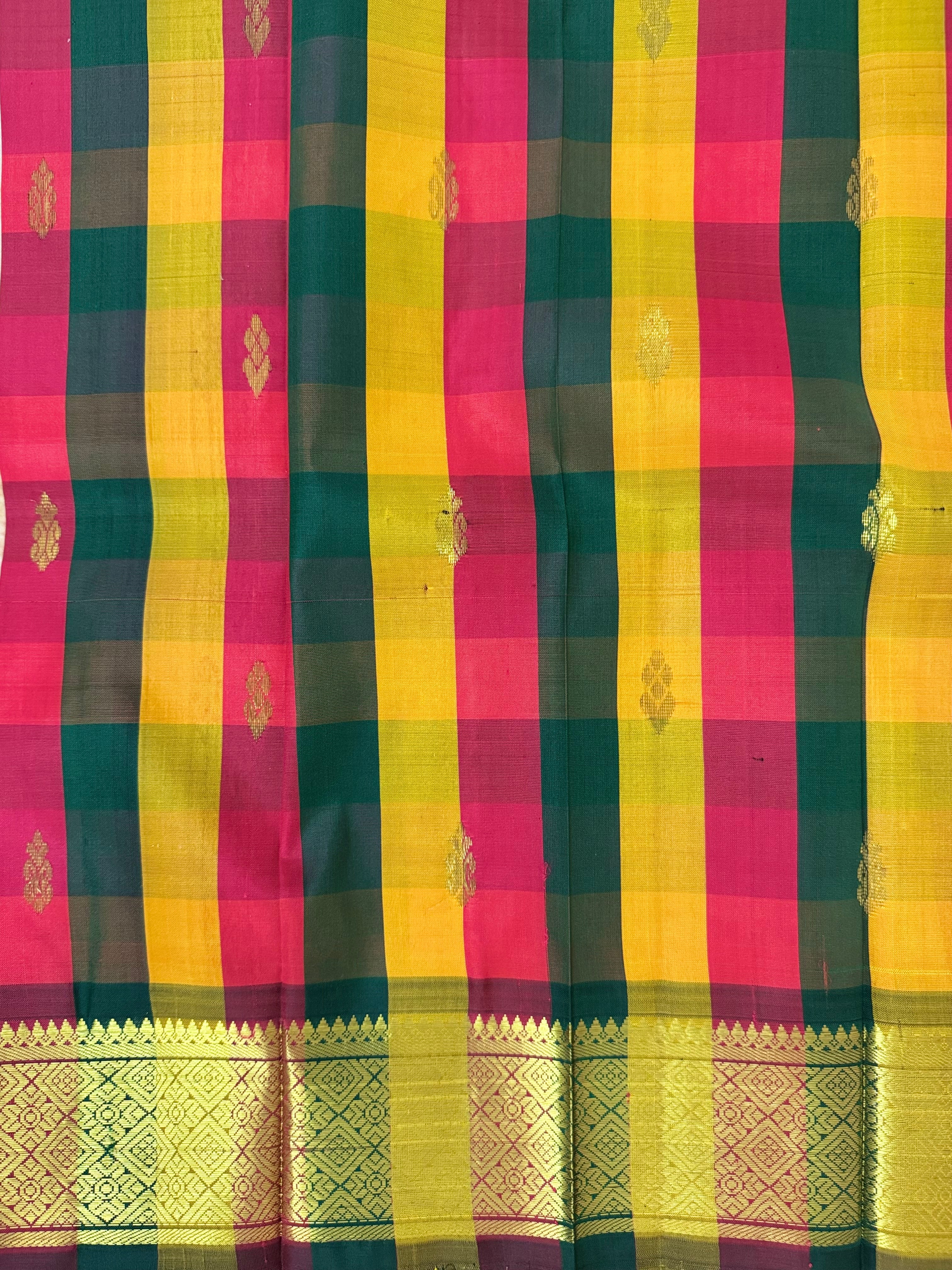 Pure Handloom Thirubhuvanam Silk Saree | பாலும் பழமும் | Green Pallu