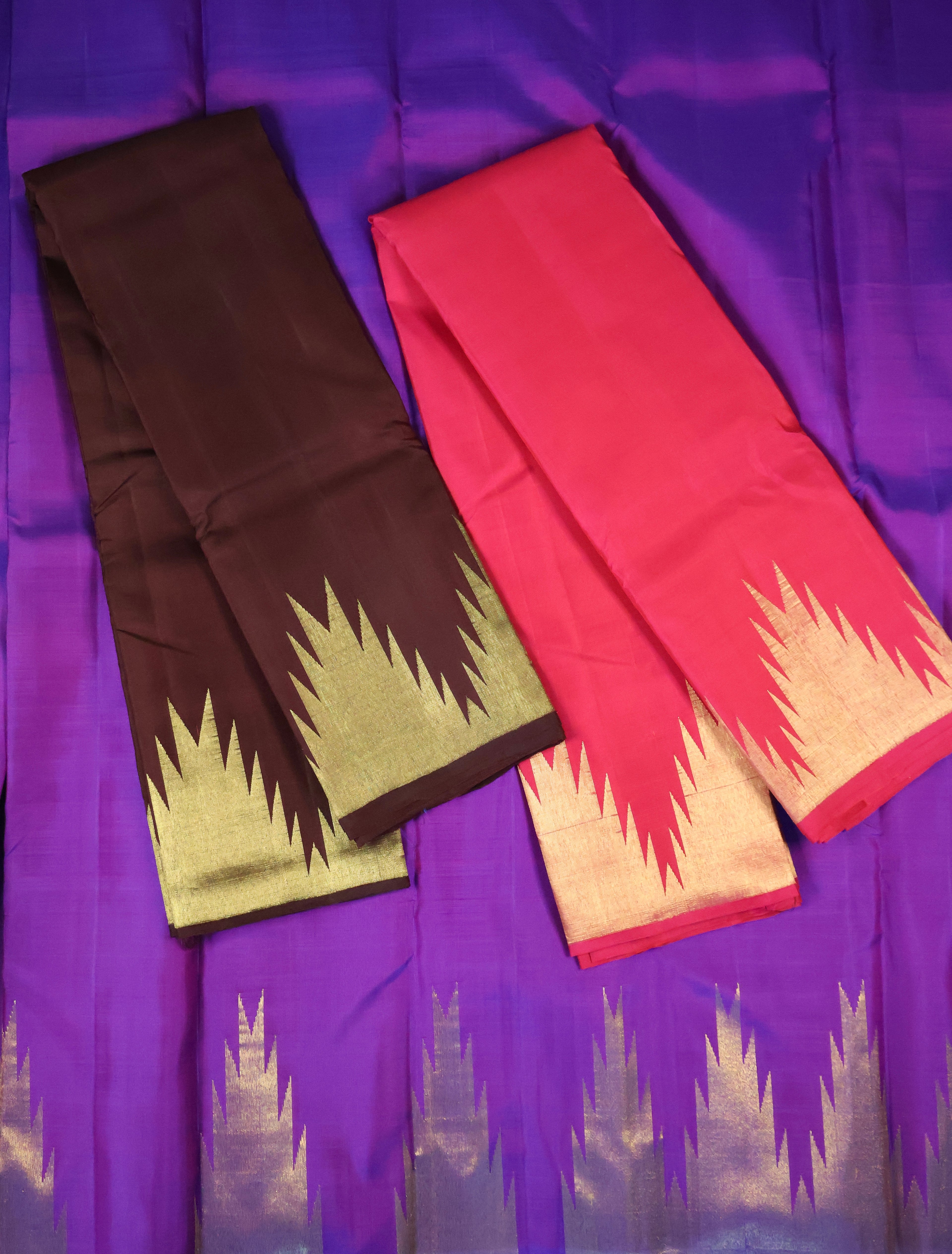 Pure Handloom Kanchipuram Silk Saree | Double Side Thazhapoo Border