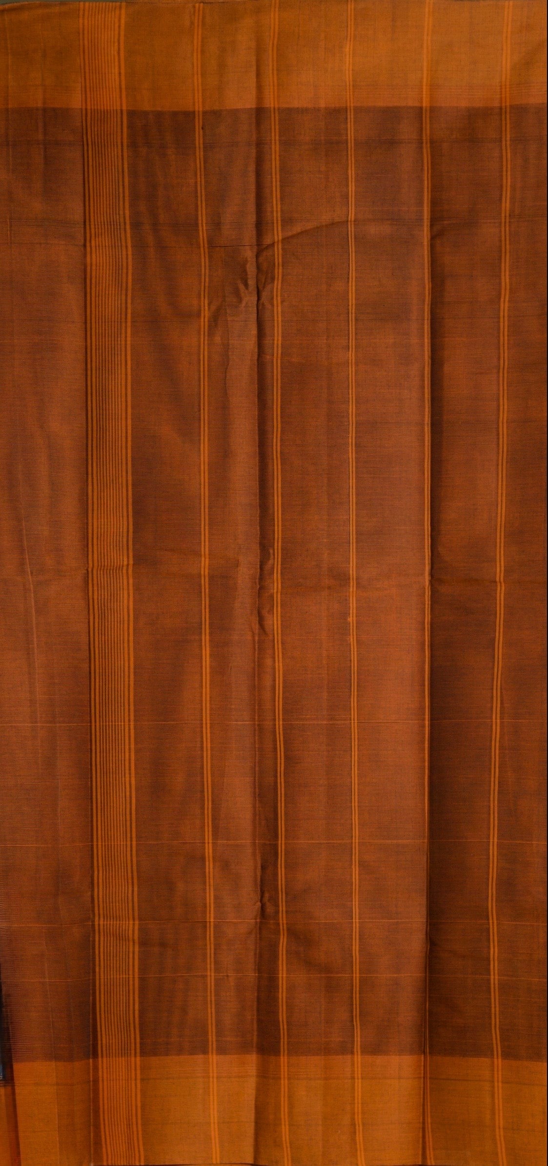 Pure Handloom Chettinad Cotton Saree | Plain Black Body | Orange Border | Office Wear
