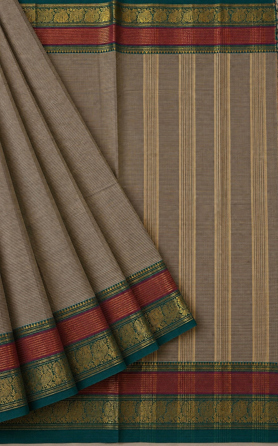 Kanchi Cotton Striped Saree