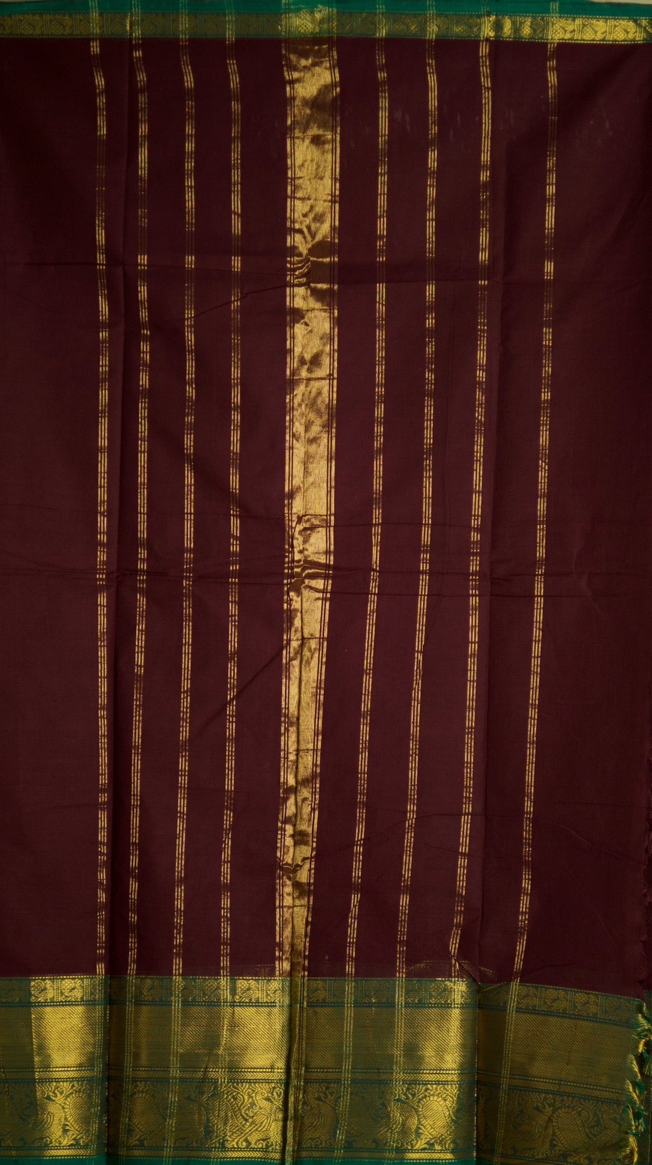 Pure Cotton Saree with Peacock Zari Border