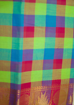 Madras Checks – Purple with Green Pure Cotton Saree