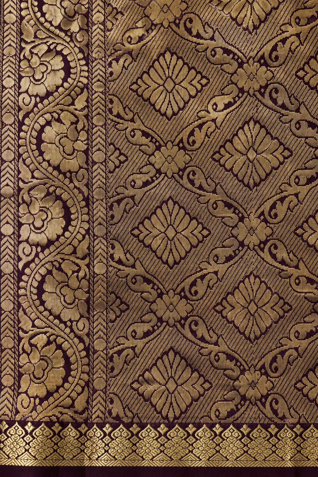 Kanchi Silk-Touch One Inch Border Saree - deep plum