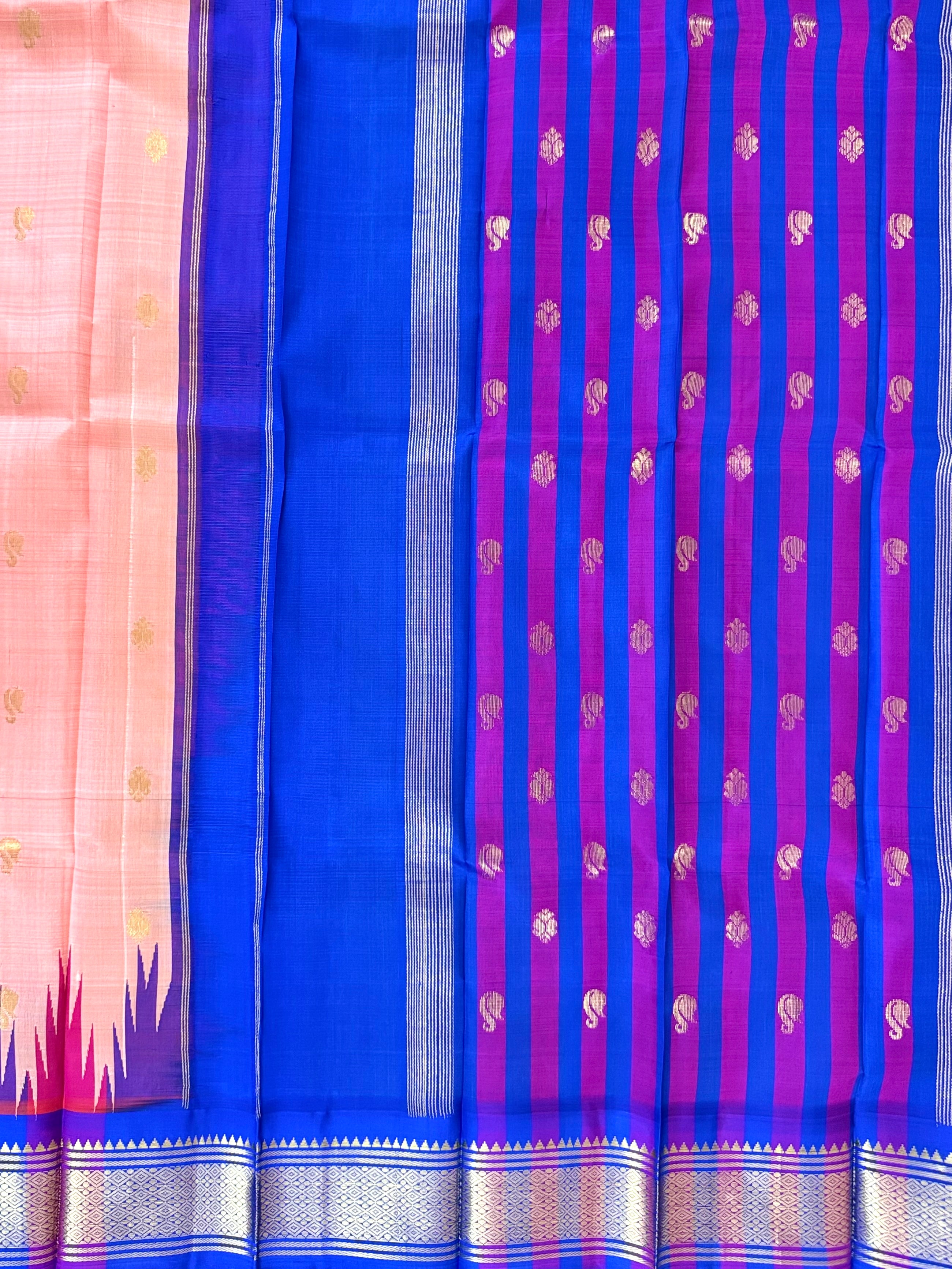 Pure Handloom Thirubhuvanam Silk Saree | Korvai | One Side தாழம்பூ Border