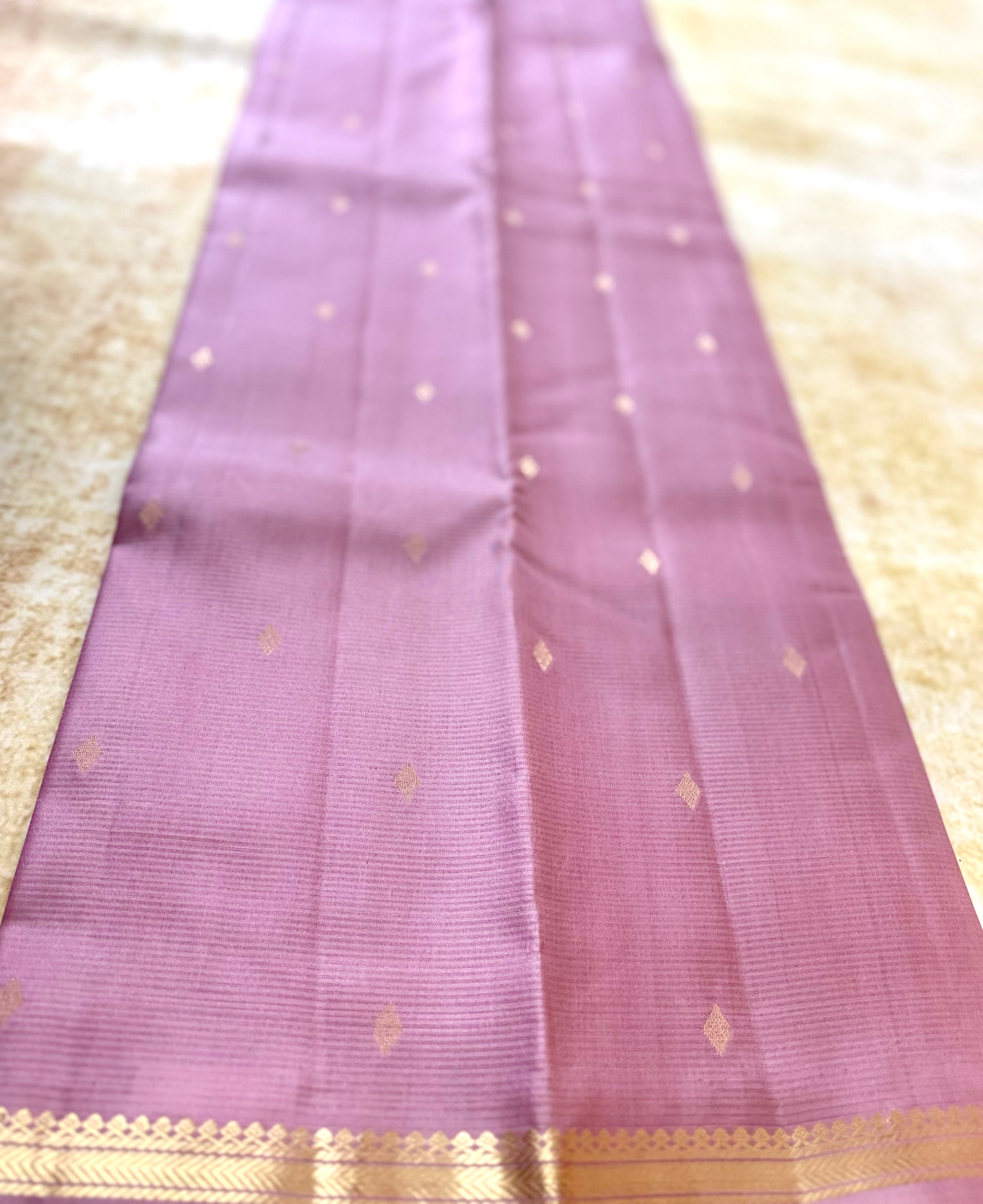 Pure Handloom Arani Silk Saree | Onion Pink | One Inch Border