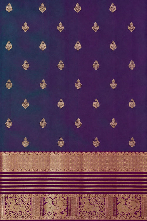 Annam & Ashva Varnam – Pure Silk Saree – Manthulir Green plum dual shade