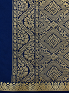 Kanchi Silk-Touch One Inch Border Saree- Deep Navy Blue