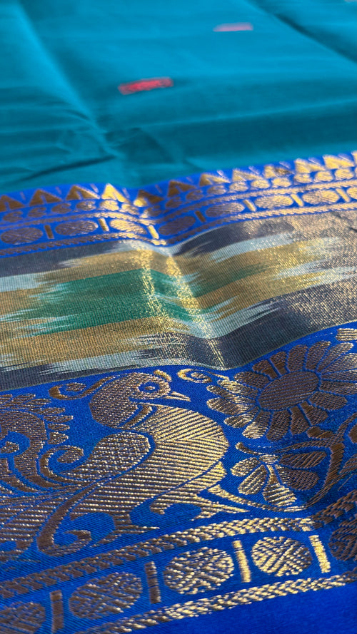 Ikkat Rettaipet Border Cotton Saree