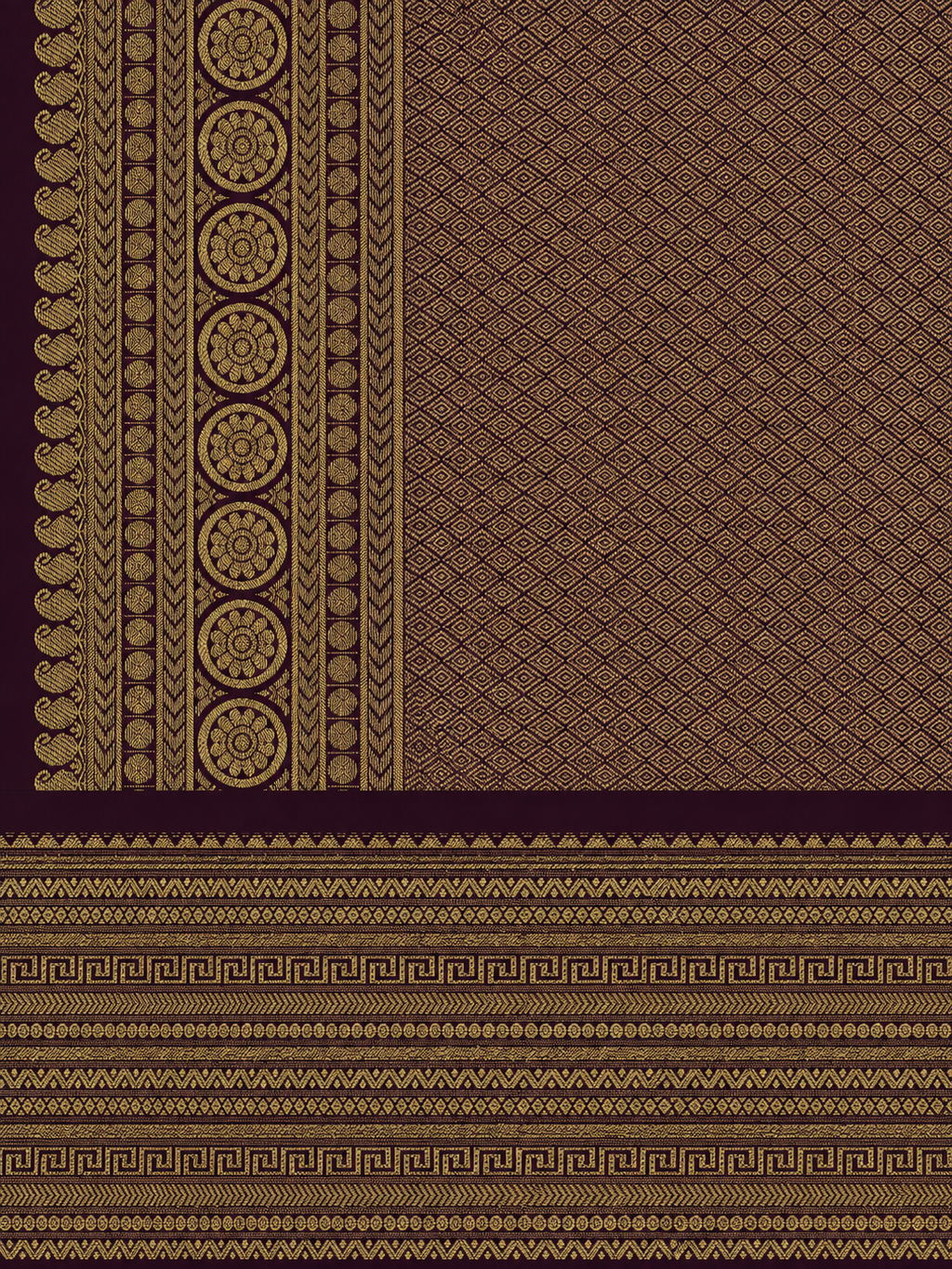 Kanchi Varisaipet Vasthram- Pure Silk Saree- Deep Plum Brown