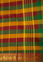 Madras Checks – Red with Green Pure Cotton Saree