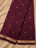 Kanchi Silk-Touch One Inch Border Saree - deep plum