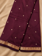 Kanchi Silk-Touch One Inch Border Saree - deep plum