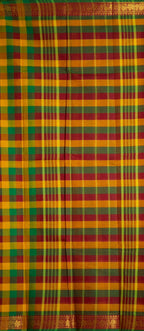 Madras Checks – Red with Green Pure Cotton Saree