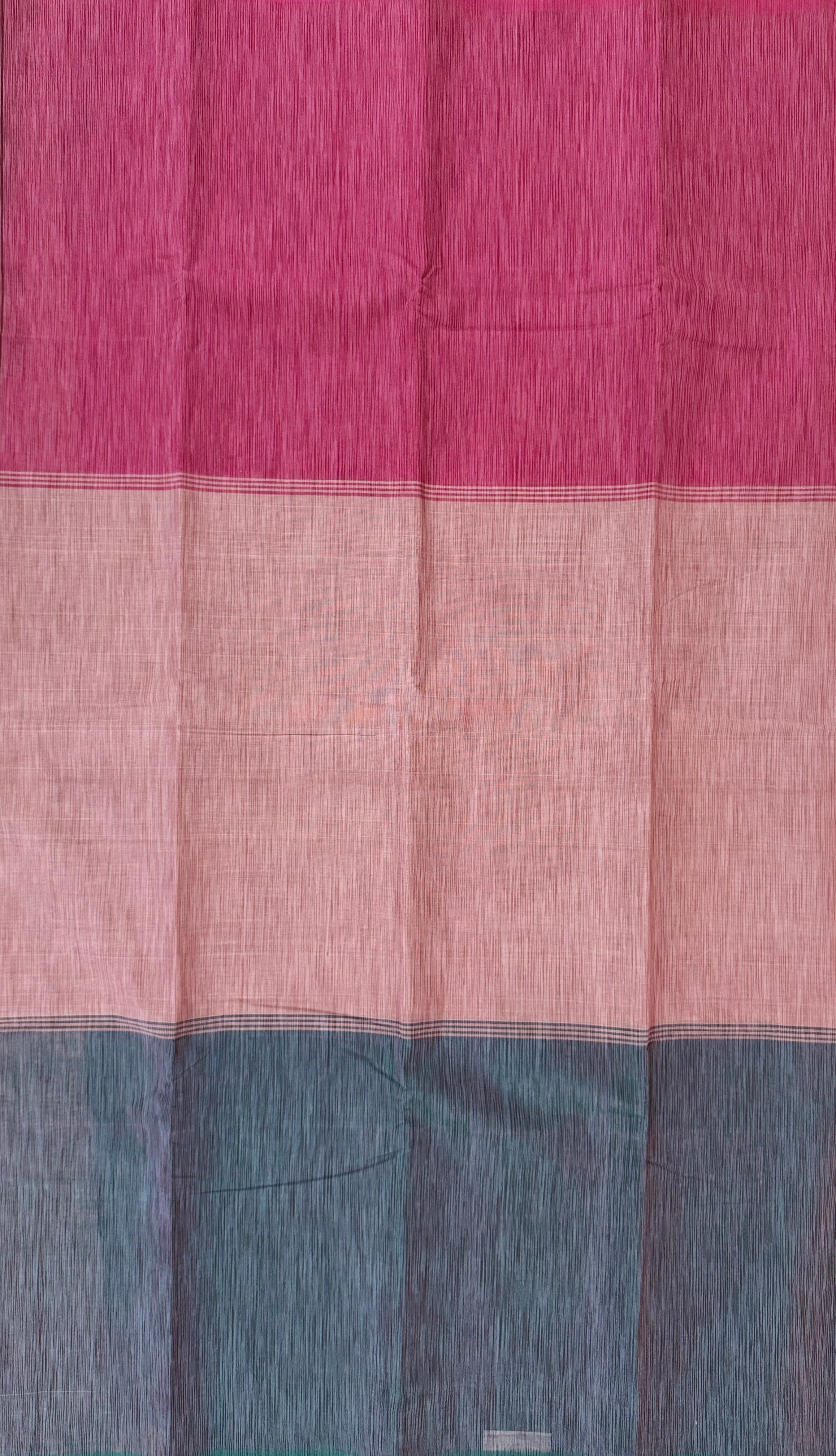 முப்பாகம் | Traditional Handloom Chettinad Cotton Saree | Three-Colour Division