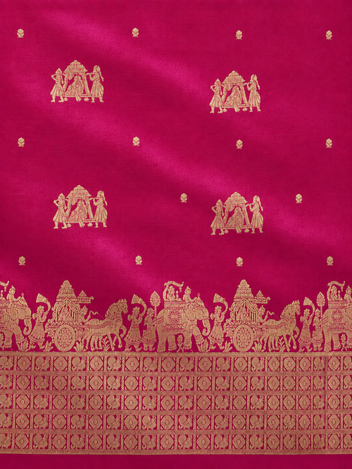 Kalyana Urvalam – Pure Silk Saree – Pallaku Motifs – Deep Pink