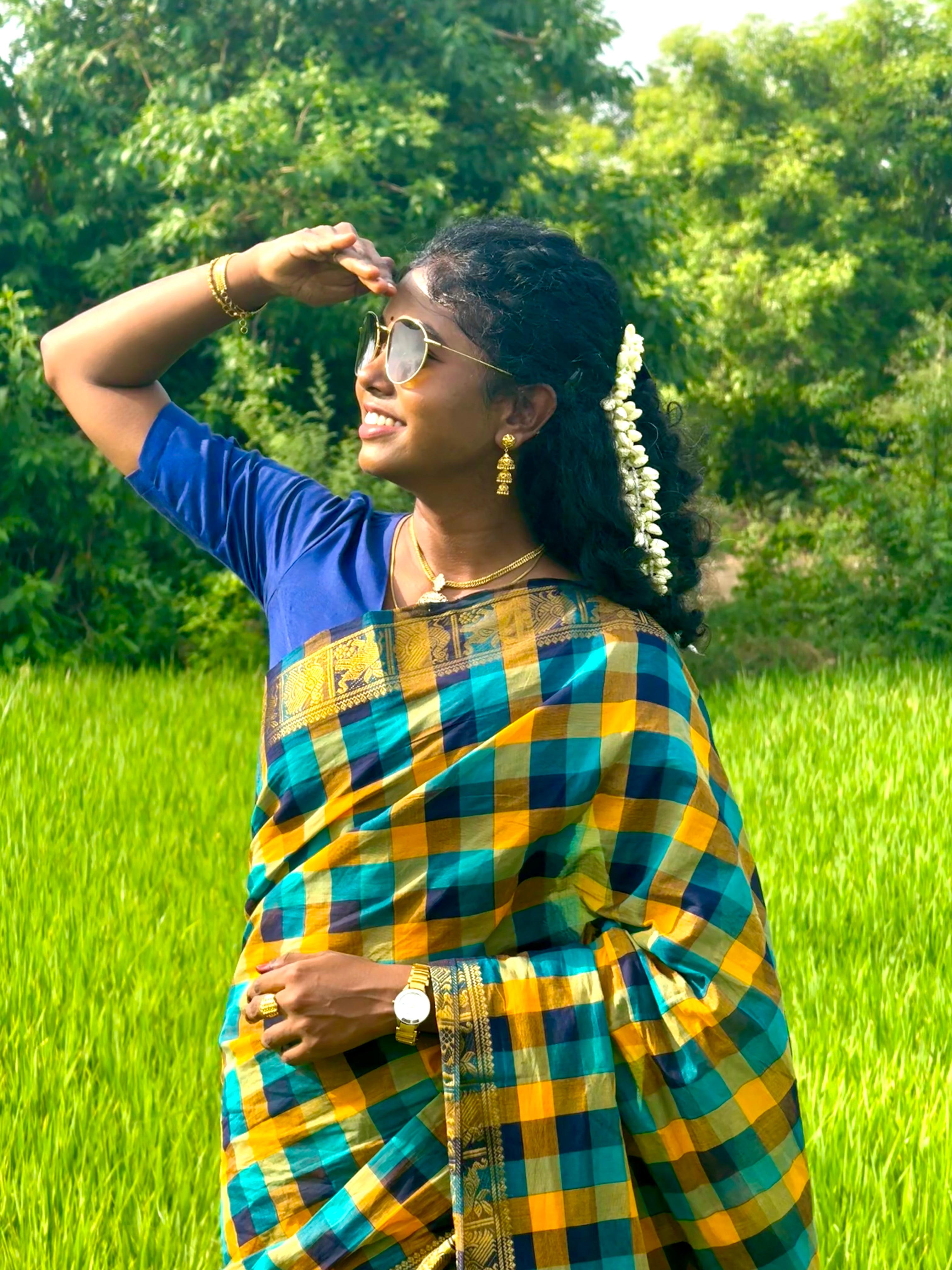 Madras Checks – Navy Blue Pure Cotton Saree