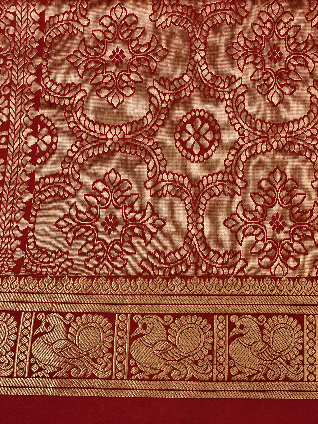 Kanchi Annam Aura – 2 Inch Border- Kumkum Red