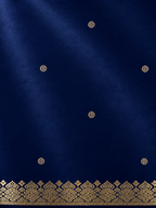 Kanchi Silk-Touch One Inch Border Saree- Deep Navy Blue